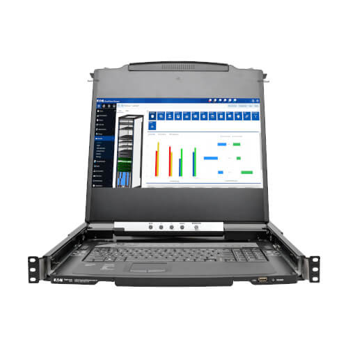 Eaton Tripp Lite series NetDirector 8-Port 1U Rack-Mount Console HDMI KVM Switch with 17 in. LCD and IP Remote Access, Dual Rail, TAA
