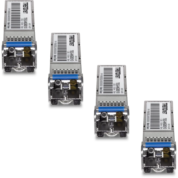 TRENDnet TEG-MGBS10/4 V4 4-Pack Single-Mode 1.25Gbps LC SFP Fiber Modules (10km)