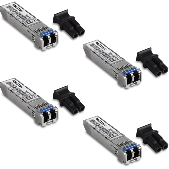 TRENDnet TEG-MGBS10/4 V4 4-Pack Single-Mode 1.25Gbps LC SFP Fiber Modules (10km)