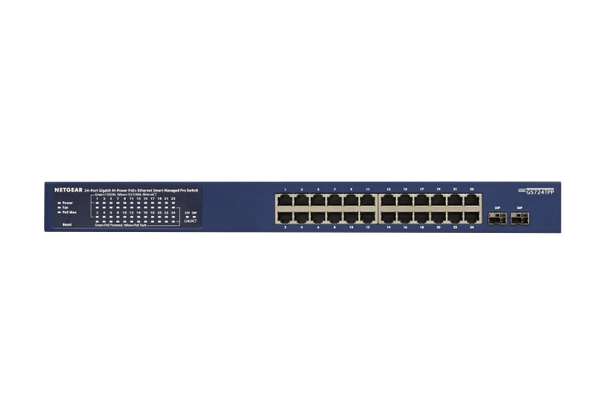 Netgear GS724TPP Ethernet Switch - 24 Ports - Manageable - 4 Layer Supported - Modular - 2 SFP Slots - Twisted Pair, Optical Fiber - Rack-mountable, Desktop - Lifetime Limited Warranty POE+ SMART & CLOUD MGNT ENABLED