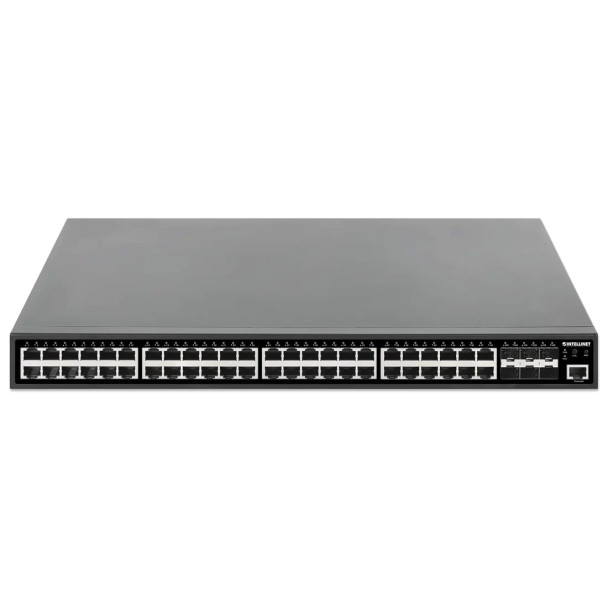 Intellinet 54-Port L2+ Fully Managed PoE+ Switch with 48 Gigabit Ports and 6 SFP+ Uplinks