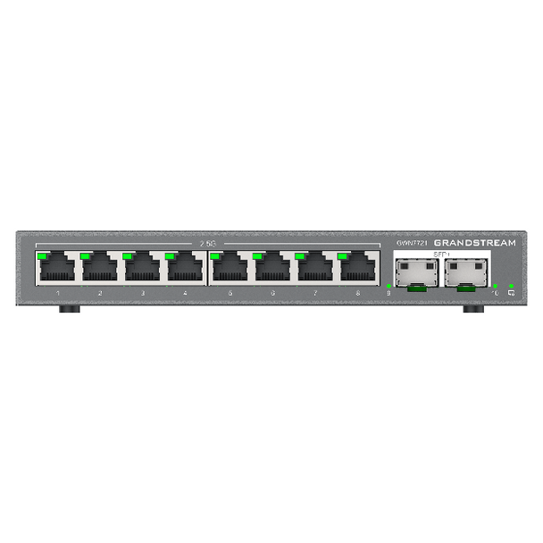 Grandstream GWN7721 8-Port 2.5GbE Network Switch with 2×10Gb SFP+ Uplinks – Managed Gigabit Switch