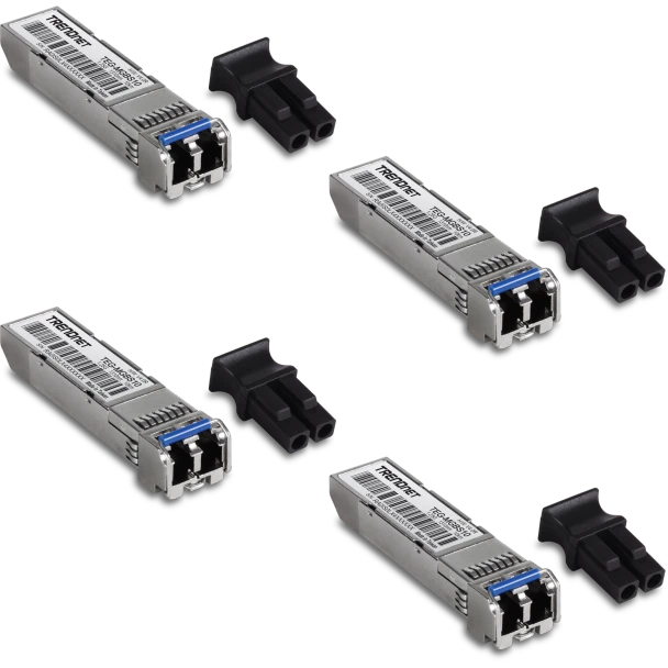 TRENDnet TEG-MGBS10/4 V4 4-Pack Single-Mode 1.25Gbps LC SFP Fiber Modules (10km)