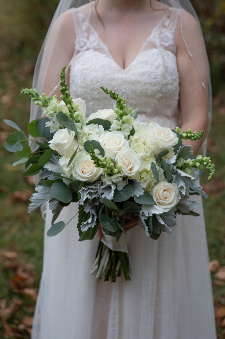 White with Greens Bridal Bouquet