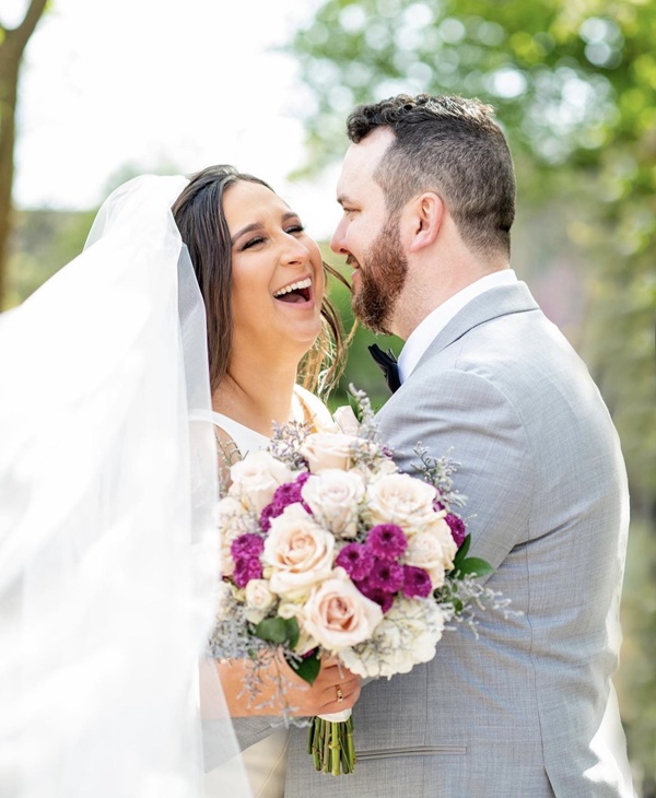 Purple and White Bridal Bouquet