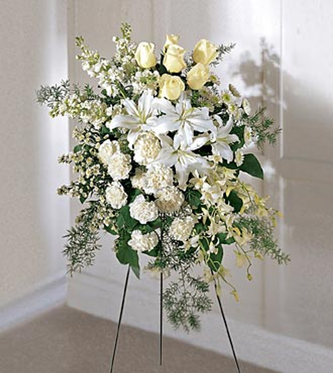 Stunning Standing Easel in Creamy whites and greens - Centerville Florists