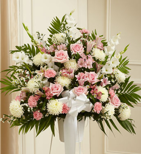 Heartfelt Sympathies Pink & White Funeral Basket Pittsburgh Pennsylvania Flower Delivery