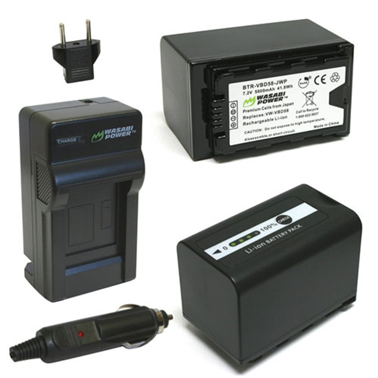 Fantasi Bluebell Uplifted Wasabi Power Panasonic VW-VBD58 and AG-VBR89G Battery with Charger Kit