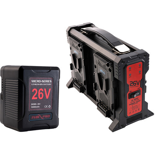 IndiPRO Tools Micro-Series 26V 260Wh Battery and Quad Charger Kit (V-Mount)