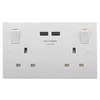 BG Square Edge White 2 Gang Switched 13A Socket - 2 USB ports