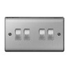 BG Nexus NBS44 Brushed Steel 10 Amp 4 Gang 2 Way Plate Switch