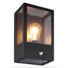 Decorative Boxed Up Wall Lantern Black IP44 with PIR (no lamp included)