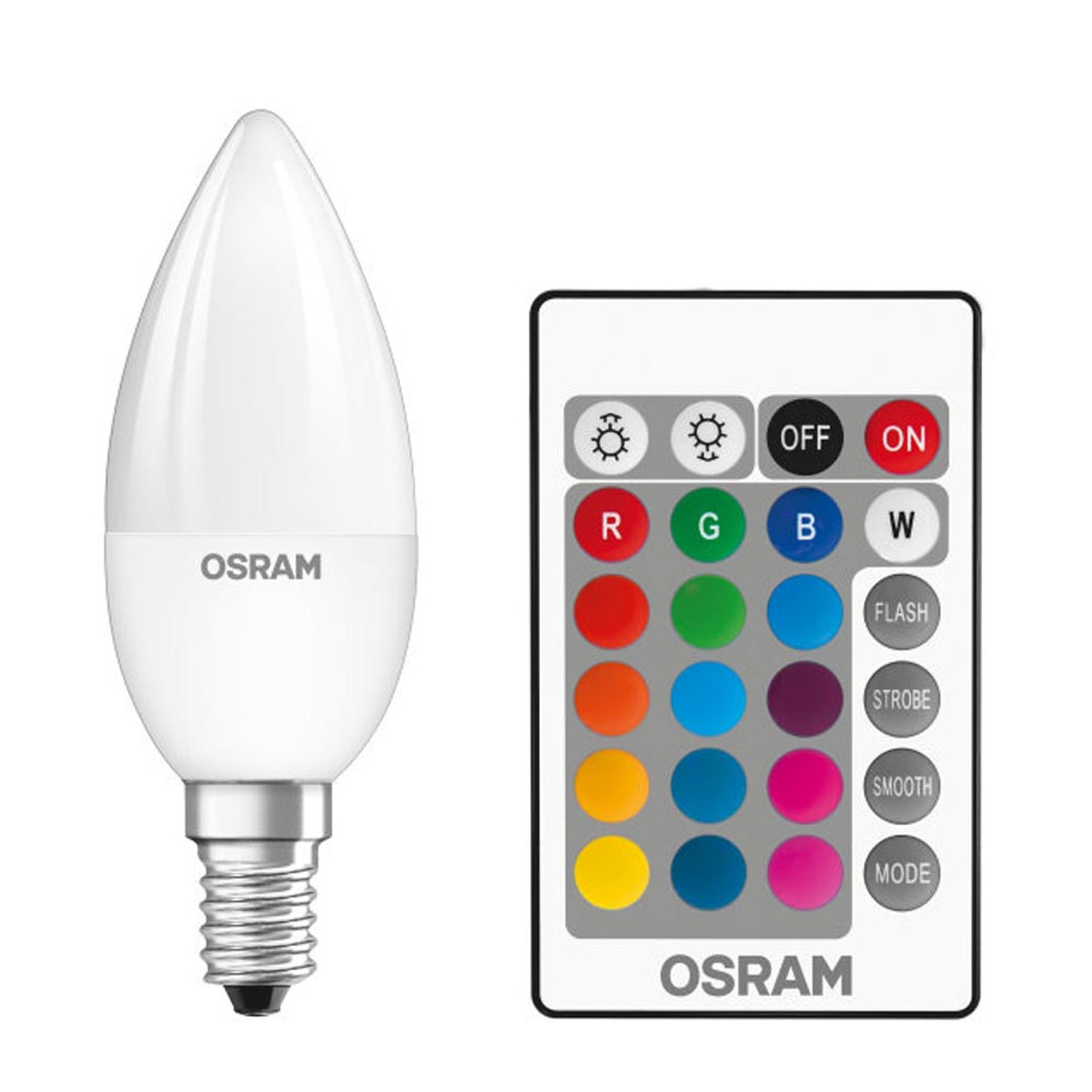 LED Candle 5.5W (40W) E14 2700K and RGB Opal Dimmable Remote Control