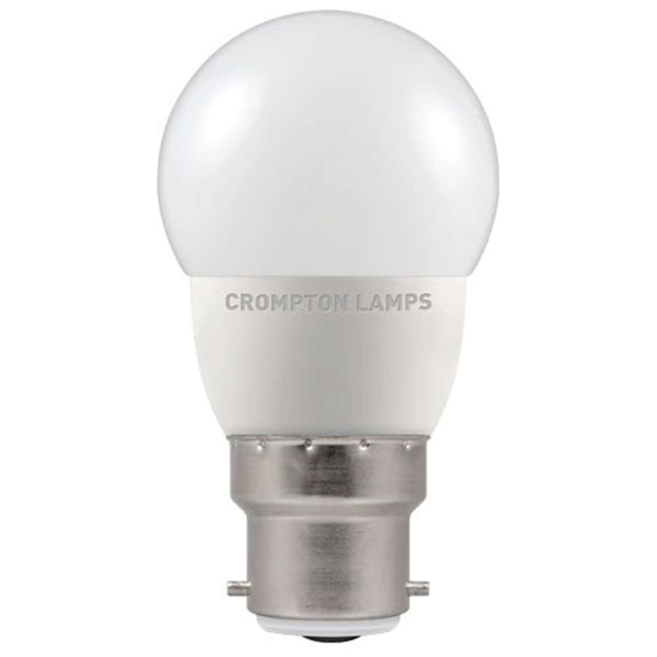 Crompton LED 45mm Round Thermal Plastic 5W B22d Very Warm White Opal Dimmable