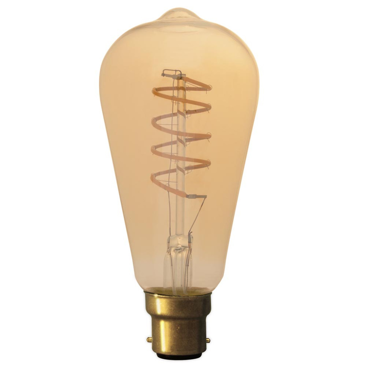 LED Long Filament Squirrel Cage 4W 240V B22d Gold ST64 Dimmable