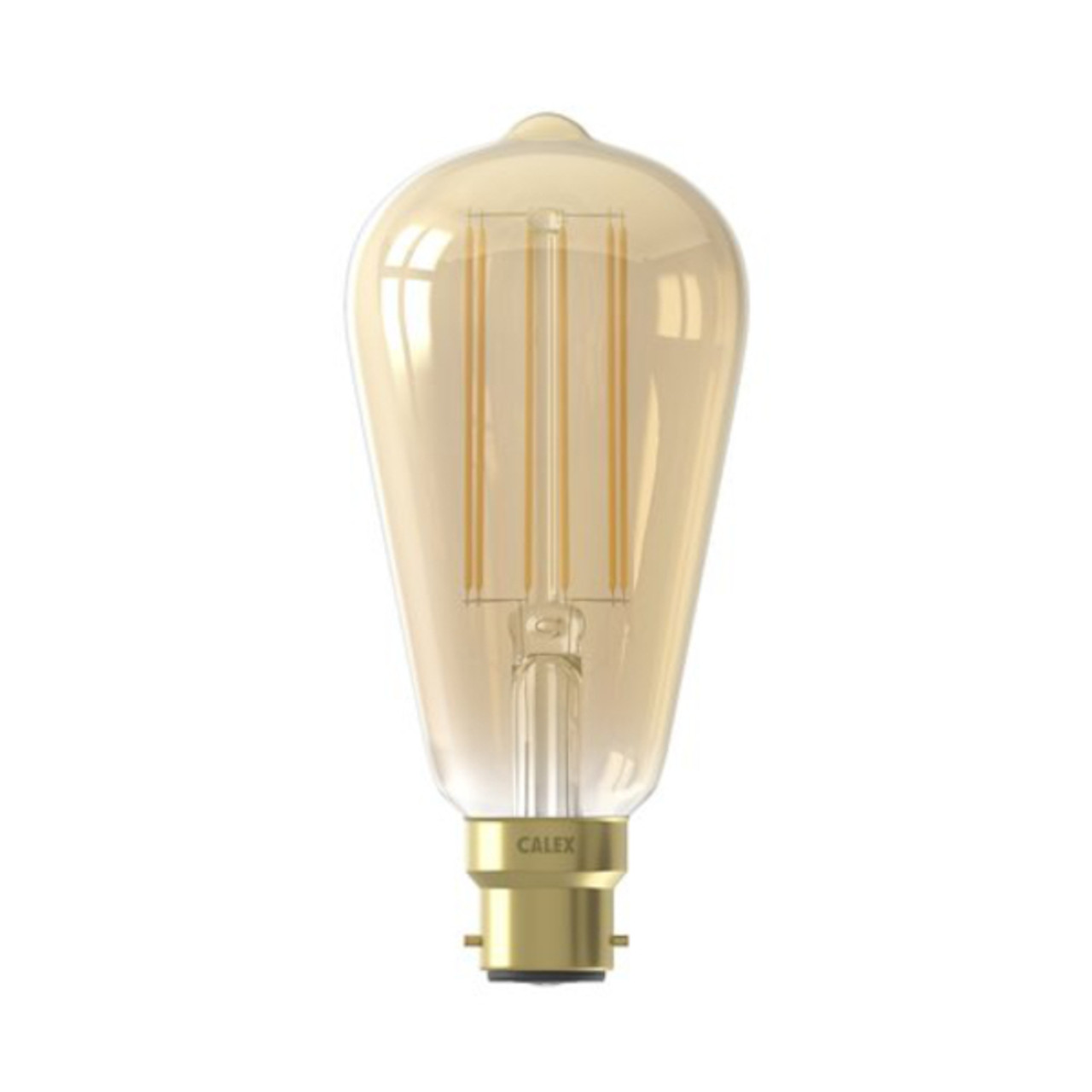 Calex LED Straight Filament ST64 Lamp 3.5W (25W eq.) B22d Gold 2100K Dimmable