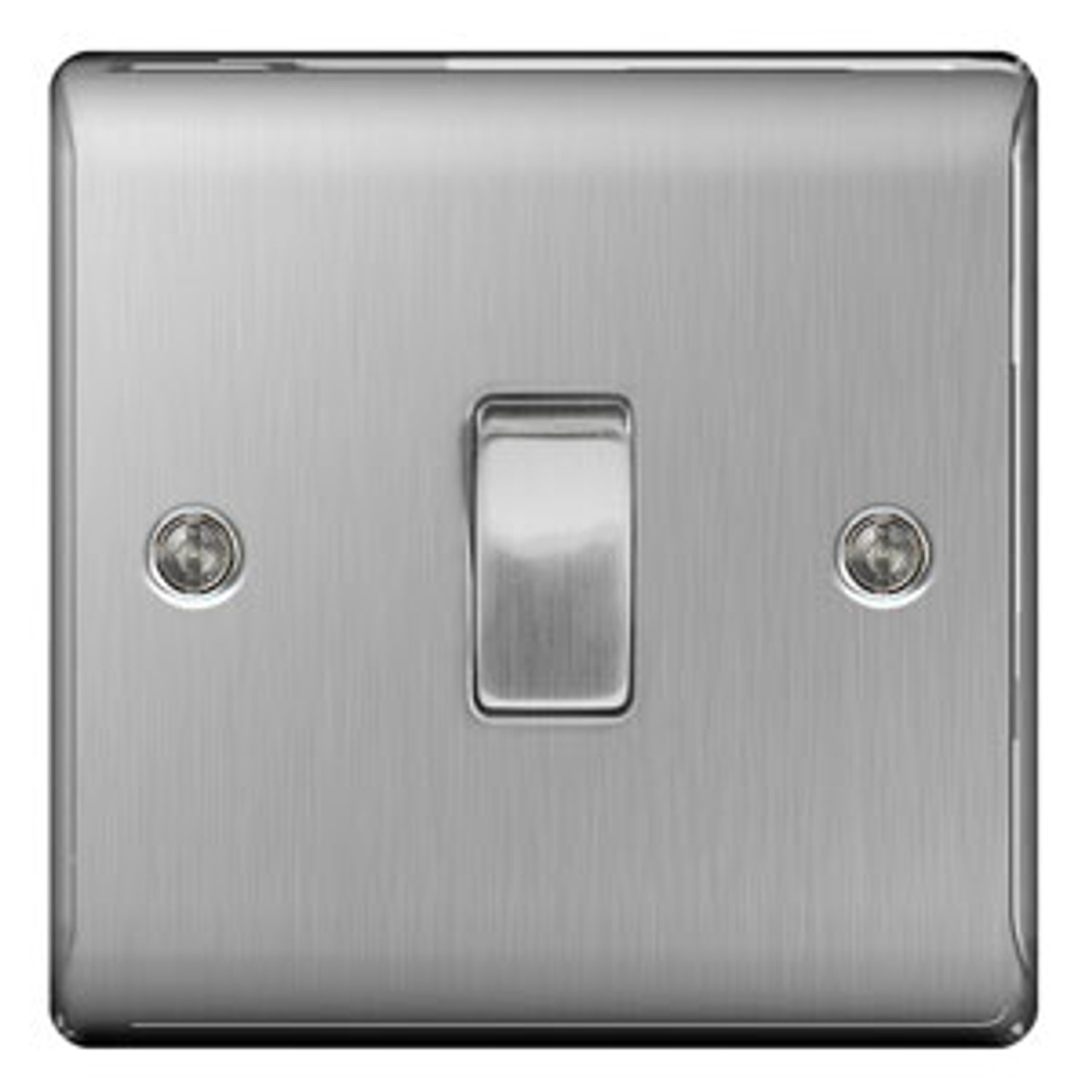 BG Brushed Steel 1 Gang 2 Way Plate Switch 10A