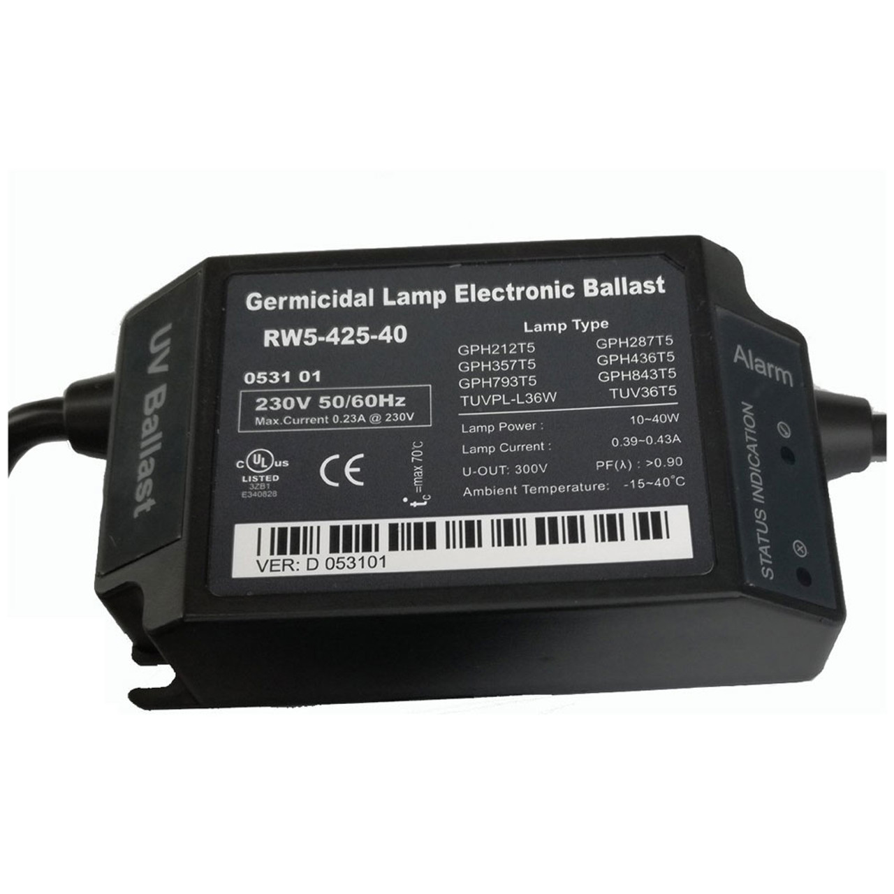EU Standard Germicidal Lamp Electronic UV Ballasts IP60 Rated