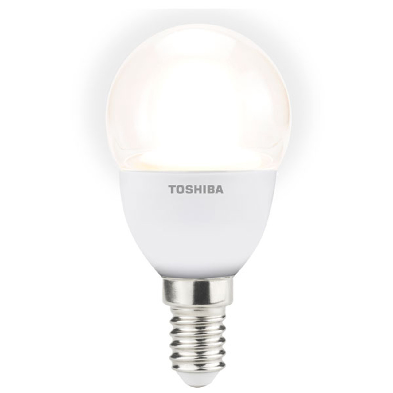 Toshiba LED Dimmable 45mm Round 4.5W E14 Opal Very Warm White