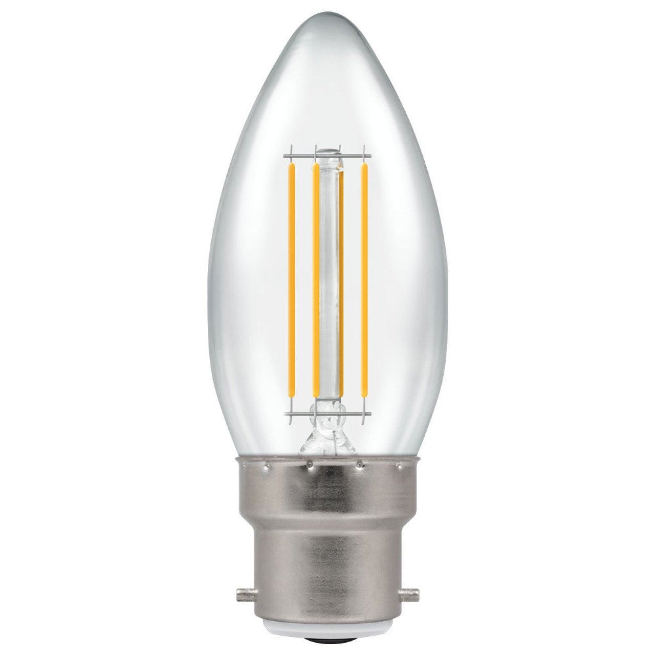 LED Filament Candle 5W (40W eqv.) B22d Clear 4000K Dimmable Crompton