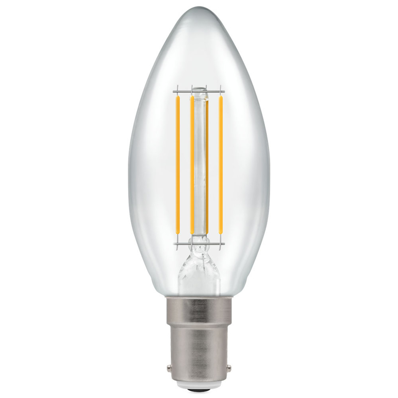 LED Filament Candle 5W (40W eqv.) B15d Clear 4000K Dimmable Crompton