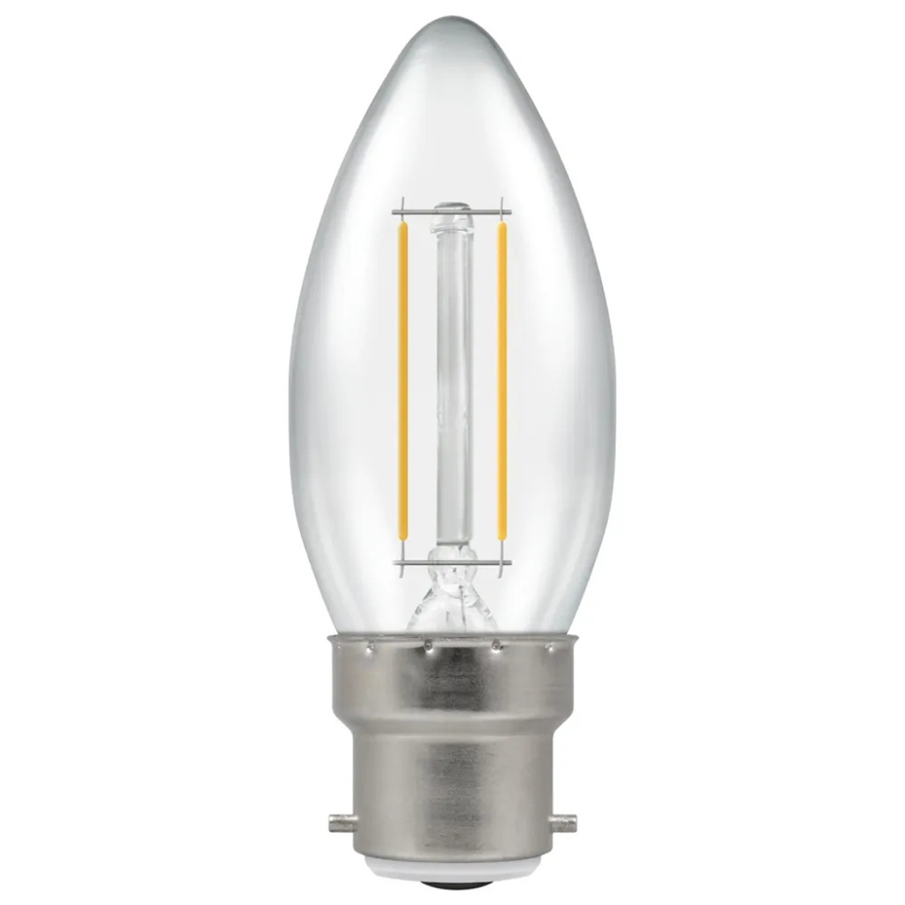 LED Filament Candle 2.5W (25W eqv.) B22d Clear 4000K Dimmable Crompton