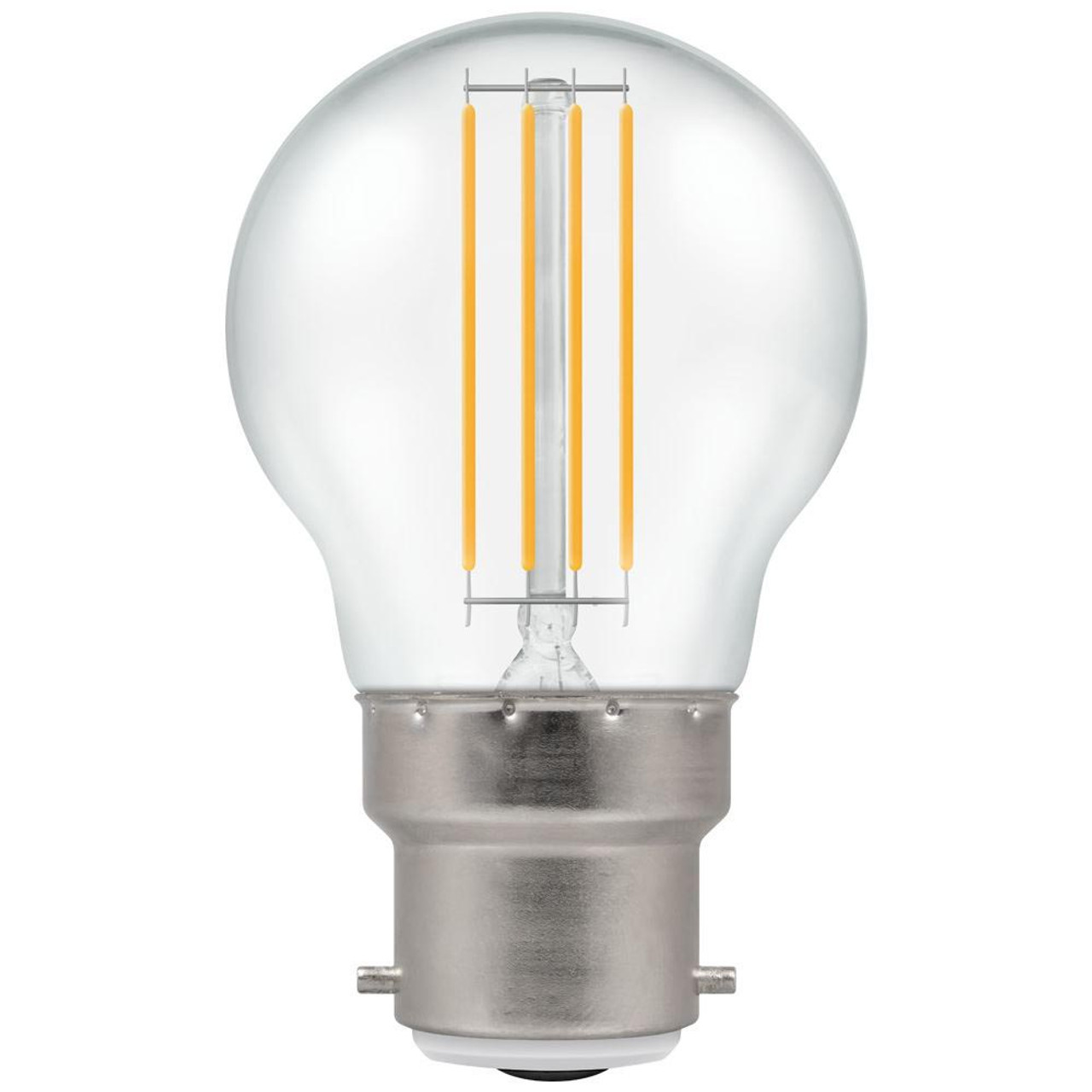 Integral LED Filament Round 4.5W 240V Ver Warm White B22d Clear