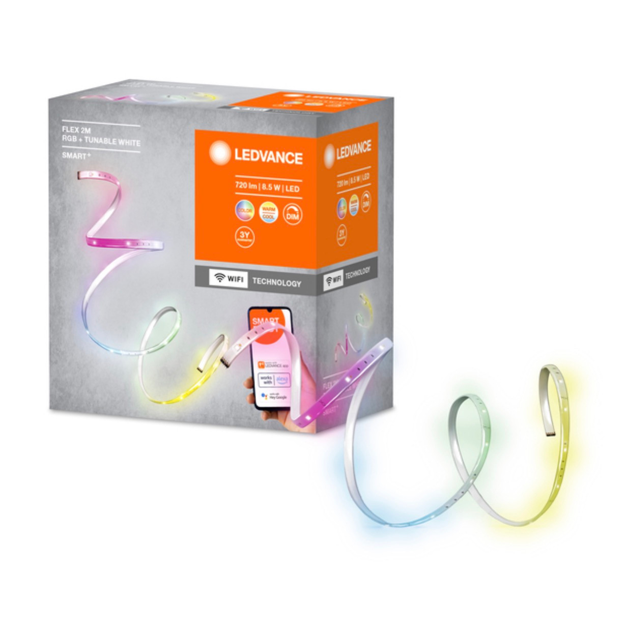 LED Smart WIFI 2m Flex Strip RGB & TW 4.25W/m 320lm/m Dim
