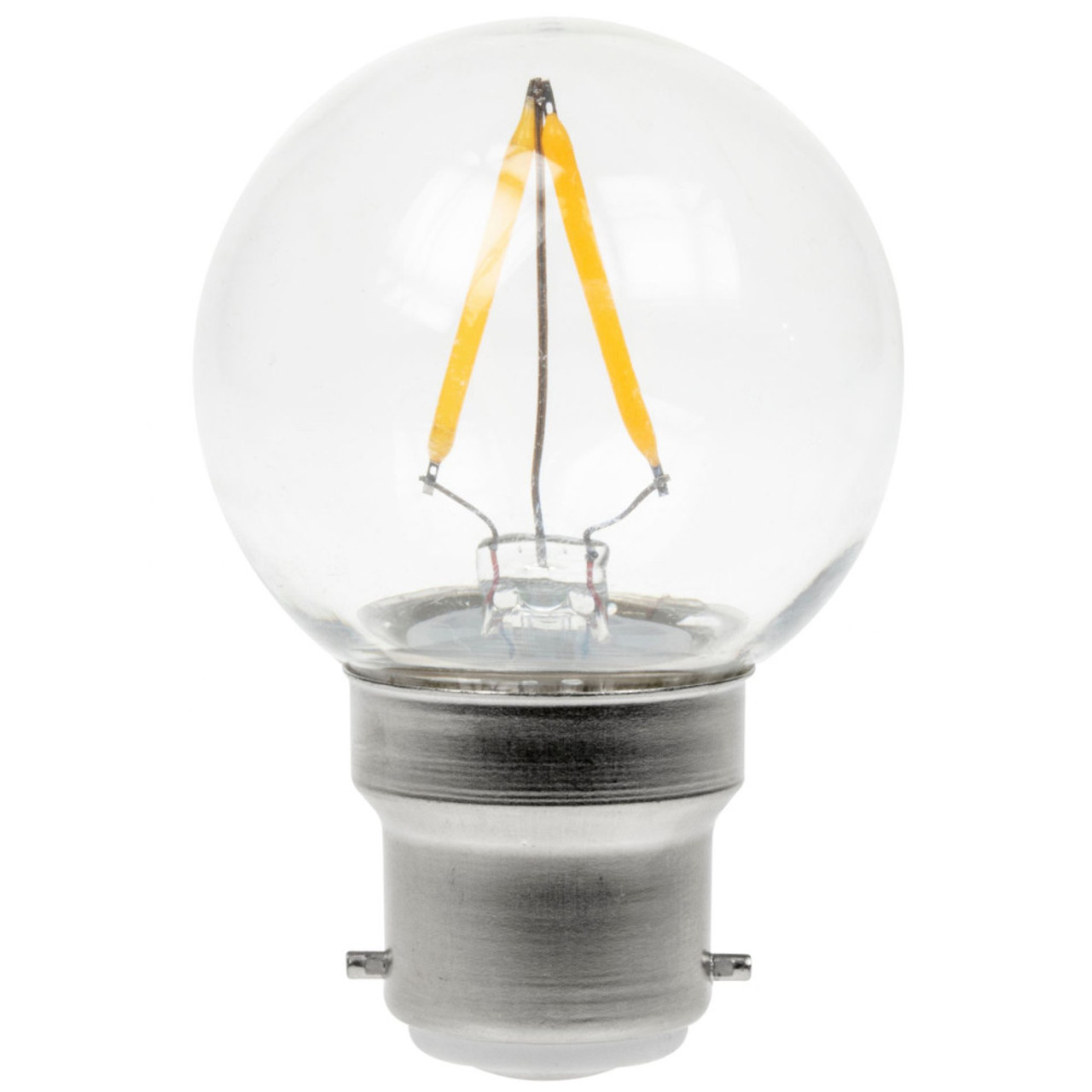 LED Filament Golf Ball 2W (15W eqv.) BC 2700K Clear Dimmable