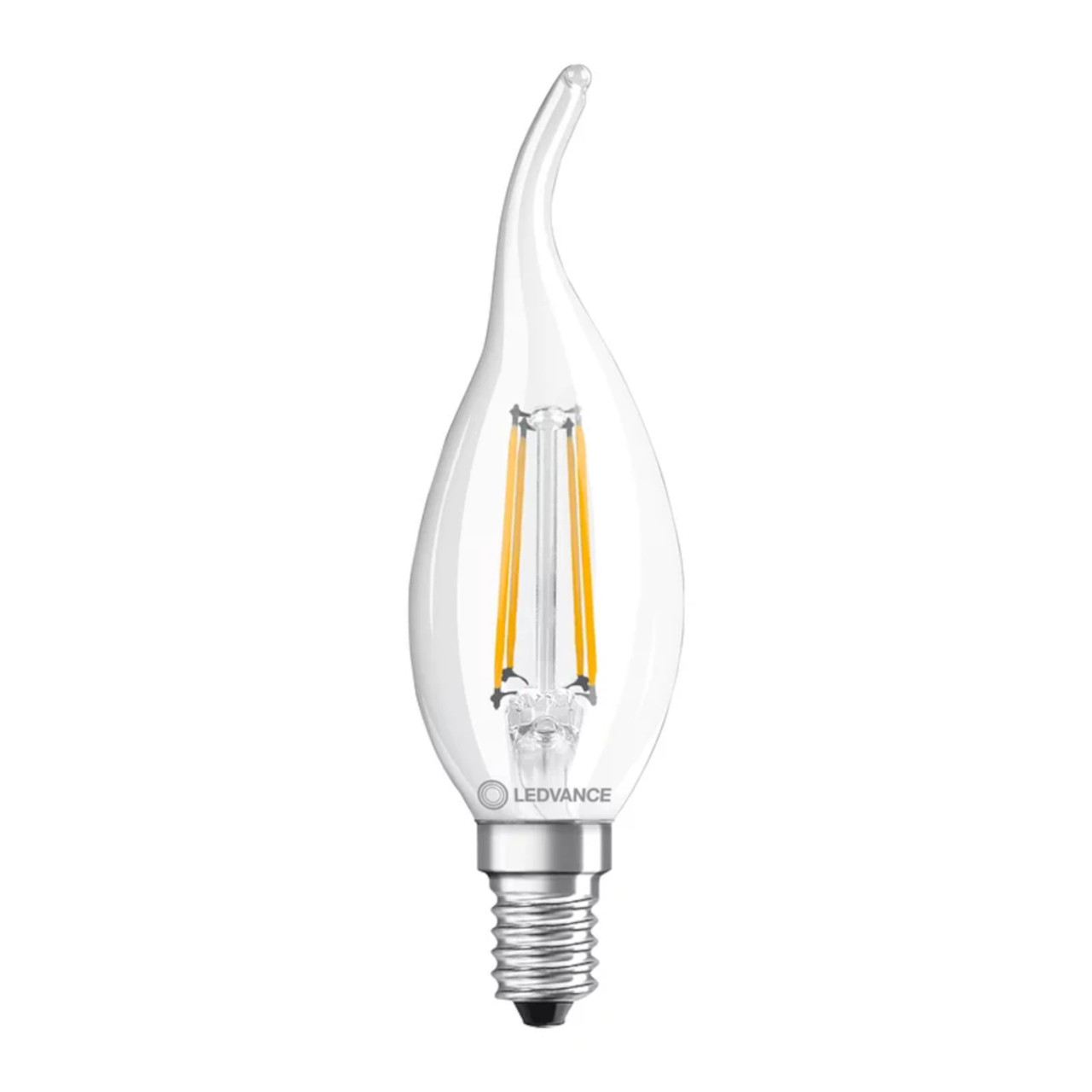 LED Bent Tipped Filament Candle 3.4W (40W eq.) E14 2700K Clear Ledvance