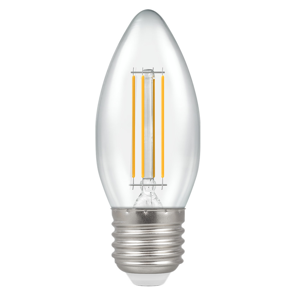 LED Filament Candle 6.5W (60W eq.) ES 2700K Clear Dimmable Crompton
