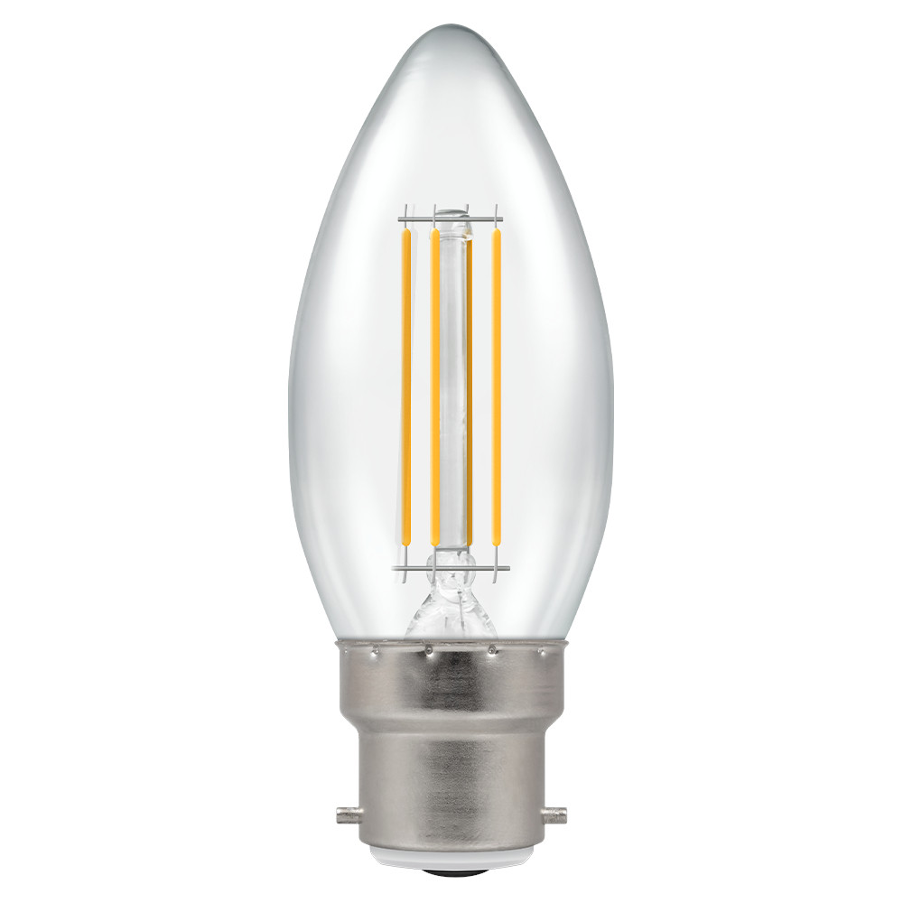 LED A CLass Filament Candle 2.2W (40W eq.) B22d Clear 3000K Crompton