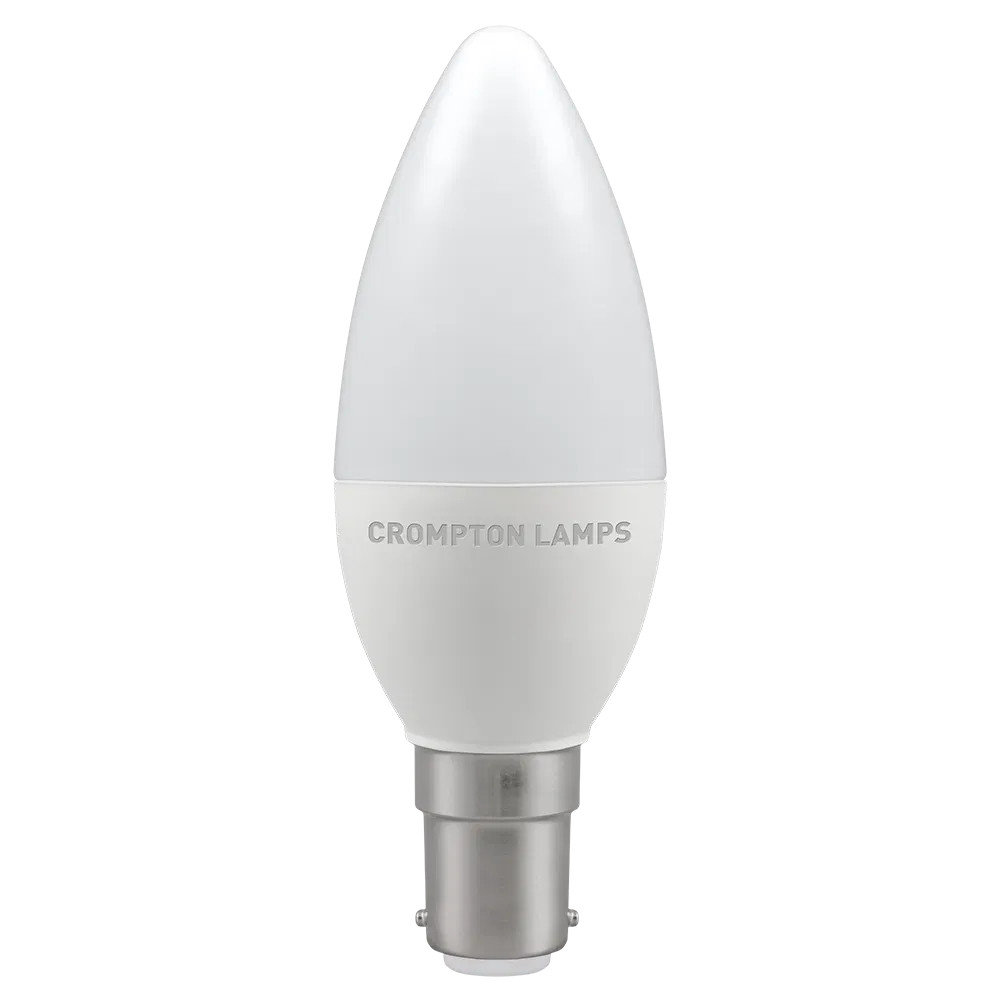 LED Thermal Plastic Candle 6.5W (60W eq.) SBC 6500K Frosted Crompton