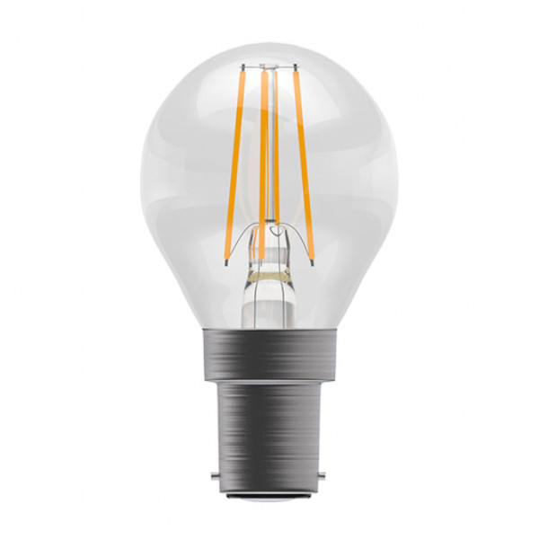 LED Filament 45mm Round 3.3W (40W eq.) SBC Clear 4000K Dimmable