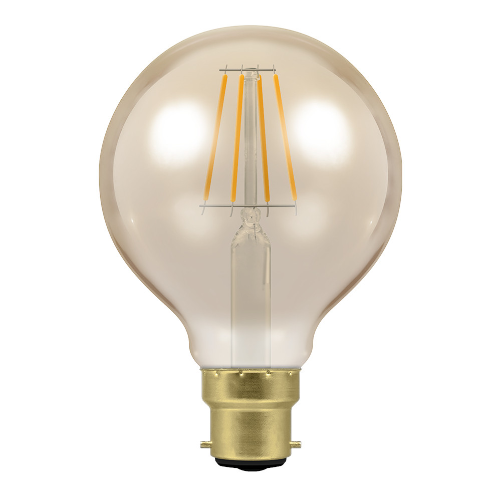 Crompton 4.5W LED Filament G80 Antique Bronze Globe 2200K B22d Dimmable