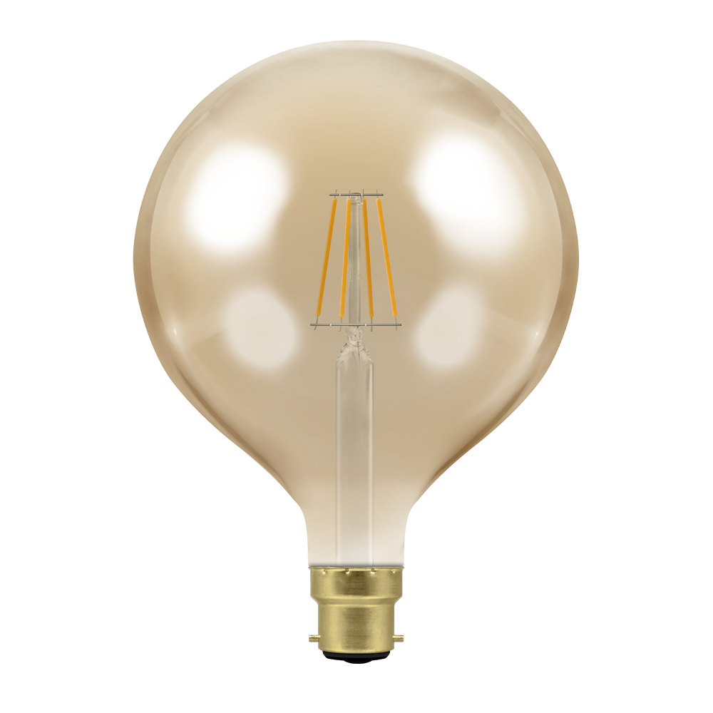 Crompton 7W LED Filament G125 Antique Bronze Globe 2200K B22d Dimmable