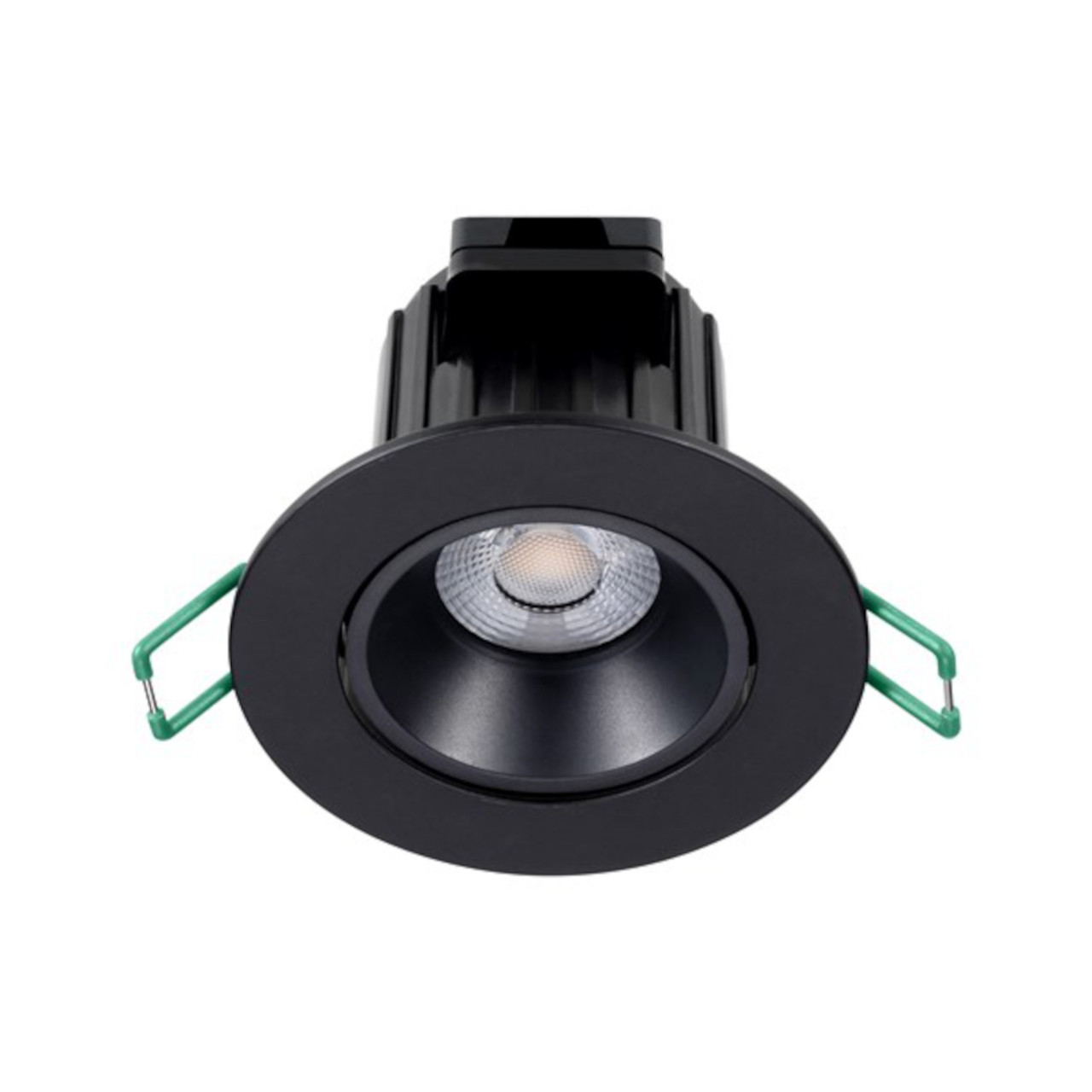 Integrated LED Aluminium IP44 Tilting Downlight Black 9W 720lm 3000K 40Deg