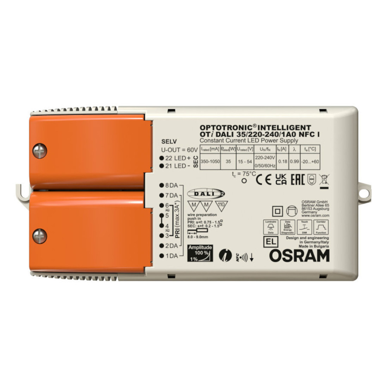 Osram OT Intelligent 35W 350-1050mA LED Driver Dali Dimming