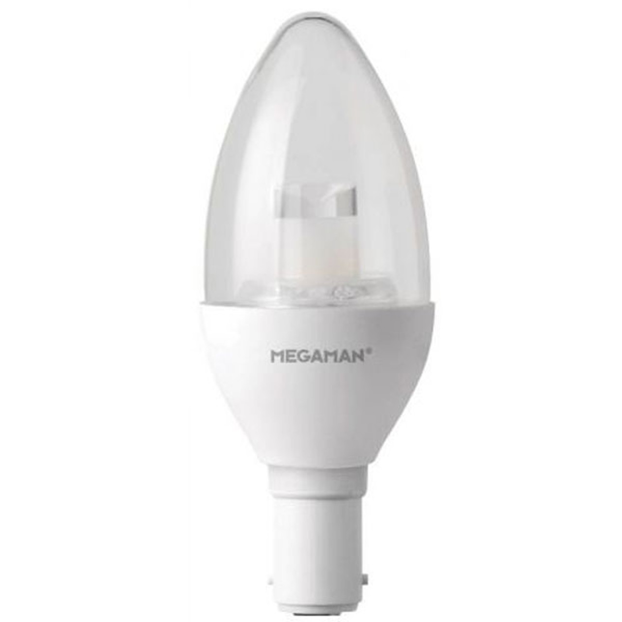 Megaman LED Candle 6W B15d Clear Very Warm WhiteDim to Warm Dimmable