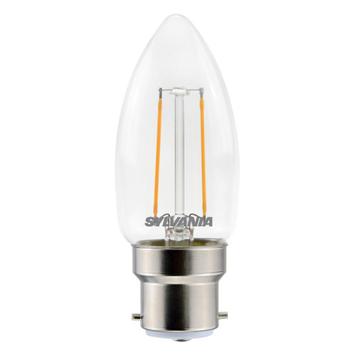 Sylvania Retro LED Candle 2.5W (25W eq.) BC Clear Very Warm White Sylvania Retro LED Candle 2.5W (25W eq.) BC Clear Very Warm White