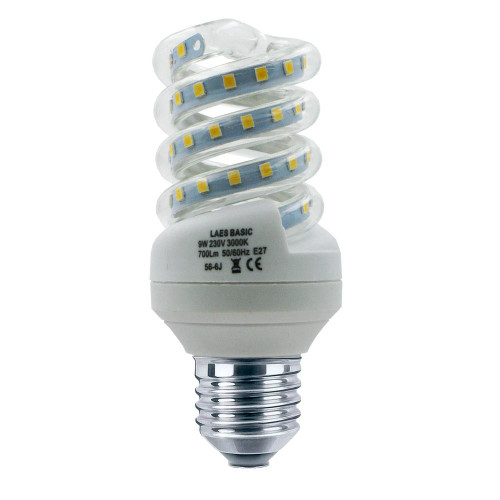 LED Spiral Lamp E27 9W (55W) 3000K 85-260V Laes