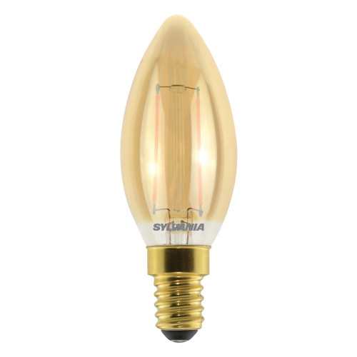 Sylvania Retro LED Candle 2.5W (23W eq.) E14 Gold Extra Warm White Sylvania Retro LED Candle 2.5W (23W eq.) E14 Gold Extra Warm White