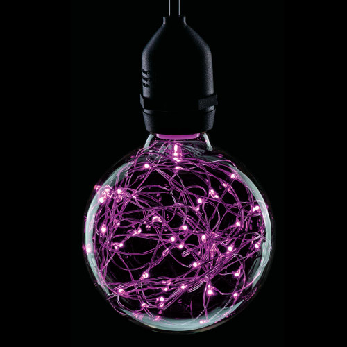 Prolite LED Filament 95mm Globe 1.7W 240V BC Cap Magenta Twinkle Star Effect Prolite LED Filament 95mm Globe 1.7W 240V BC Cap Magenta Twinkle Star Effect