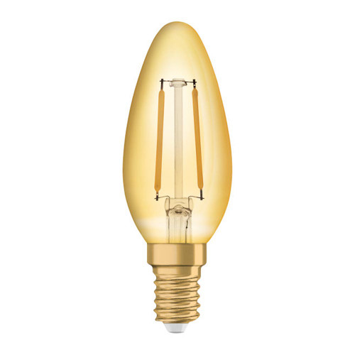 LED Vintage Filament Candle 1.5W (12W eqv.) E14 2400K Gold Ledvance LED Vintage Filament Candle 1.5W (12W eqv.) E14 2400K Gold Ledvance