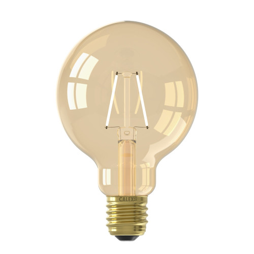 Calex LED Filament 95mm Globe 2W (15W eqv.) 240V ES Gold 2100K Calex LED Filament 95mm Globe 2W (15W eqv.) 240V ES Gold 2100K
