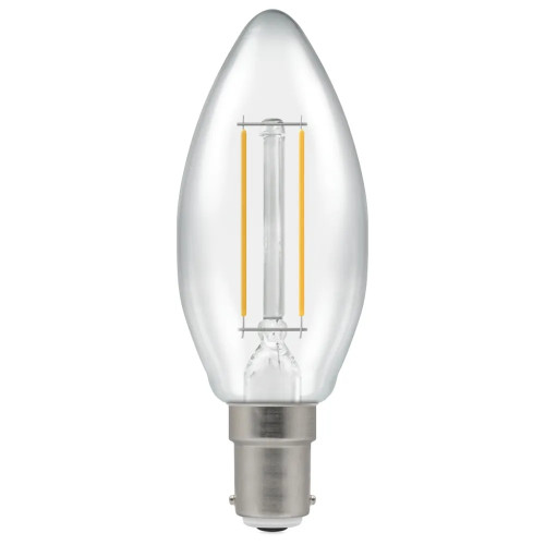 LED Filament Candle 2.5W (25W eqv.) B15d Clear 4000K Dimmable Crompton LED Filament Candle 2.5W (25W eqv.) B15d Clear 4000K Dimmable Crompton