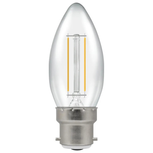 LED Filament Candle 2.5W (25W eqv.) B22d Clear 4000K Dimmable Crompton LED Filament Candle 2.5W (25W eqv.) B22d Clear 4000K Dimmable Crompton
