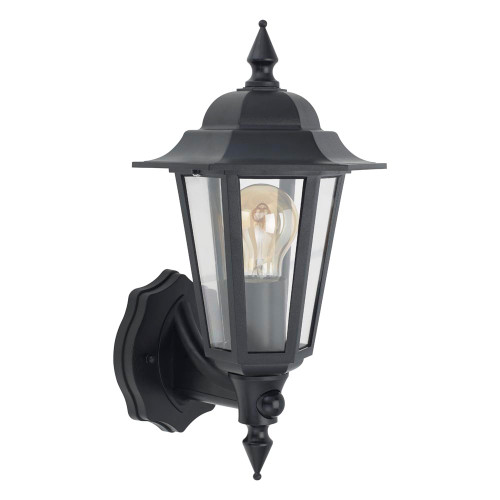 Retro Vintage Lantern Black IP54 with PIR (no lamp included)