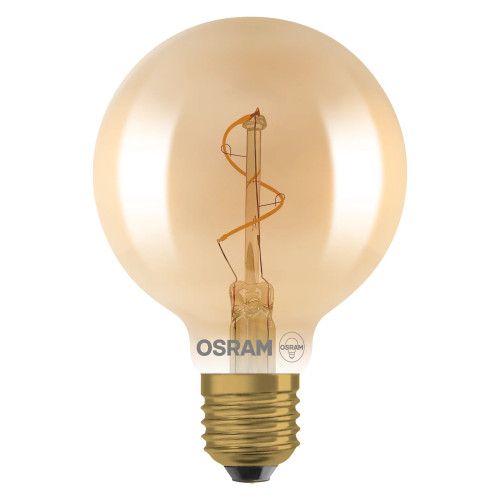 Vintage LED Spiral Filament Globe 80mm 1.8W 30lm E27 2200K Gold Osram Vintage LED Spiral Filament Globe 80mm 1.8W 30lm E27 2200K Gold Osram