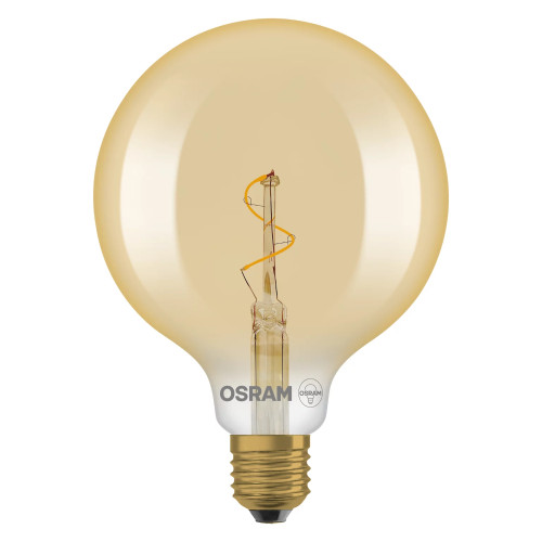 Vintage LED Spiral Filament Globe 125mm 1.8W 30lm E27 2200K Gold Osram Vintage LED Spiral Filament Globe 125mm 1.8W 30lm E27 2200K Gold Osram